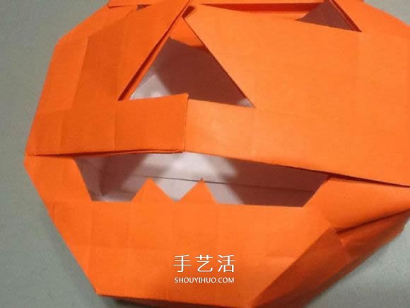 立体南瓜灯的折纸图解 手工复杂南瓜灯的折法(图61)