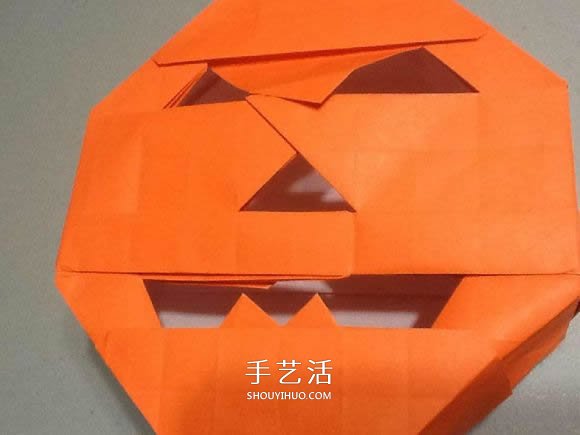 立体南瓜灯的折纸图解 手工复杂南瓜灯的折法(图63)