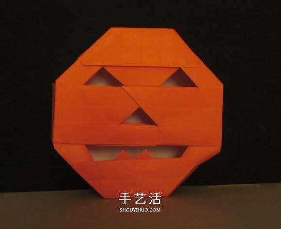 立体南瓜灯的折纸图解 手工复杂南瓜灯的折法(图66)