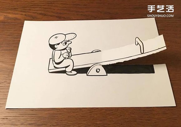 一支笔、一张纸，丹麦艺术家撕纸DIY出幽默！(图2)