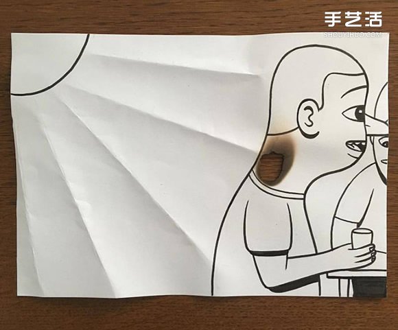 一支笔、一张纸，丹麦艺术家撕纸DIY出幽默！(图4)
