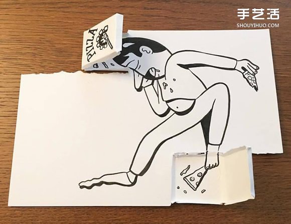 一支笔、一张纸，丹麦艺术家撕纸DIY出幽默！(图6)