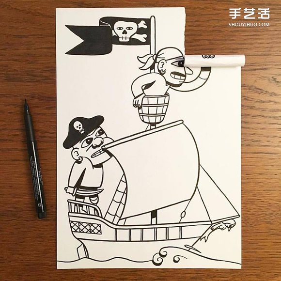 一支笔、一张纸，丹麦艺术家撕纸DIY出幽默！(图5)