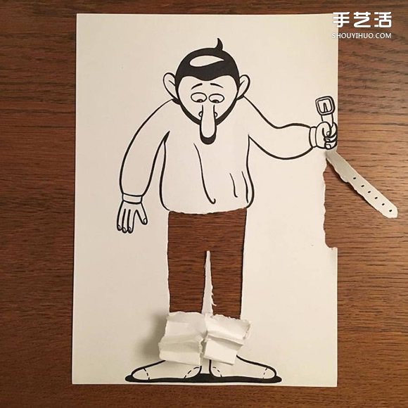 一支笔、一张纸，丹麦艺术家撕纸DIY出幽默！(图12)