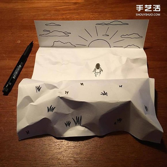一支笔、一张纸，丹麦艺术家撕纸DIY出幽默！(图13)