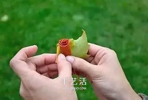 落叶制作玫瑰花图解 枫叶玫瑰花的做法步骤(图4)