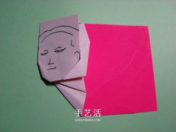 怎么折纸人物头像图解 戴帽子的人折法过程(图7)