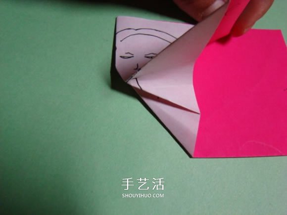 怎么折纸人物头像图解 戴帽子的人折法过程(图5)