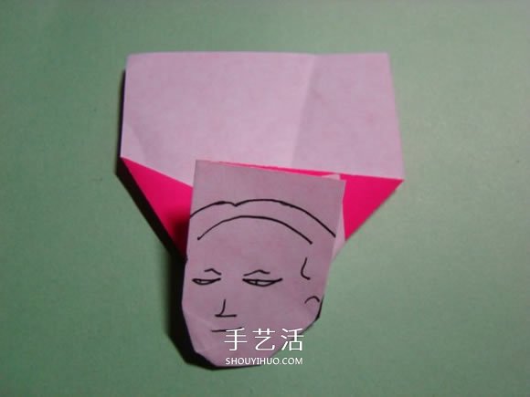 怎么折纸人物头像图解 戴帽子的人折法过程(图13)