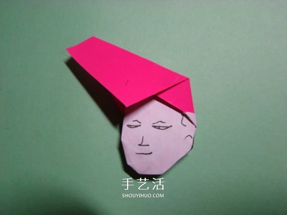 怎么折纸人物头像图解 戴帽子的人折法过程(图15)