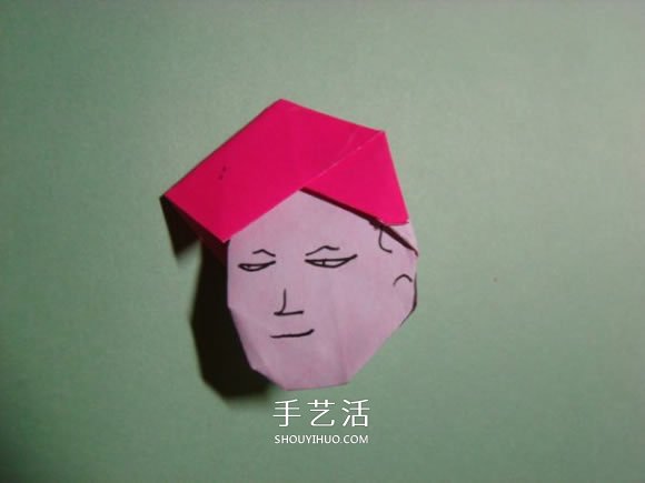 怎么折纸人物头像图解 戴帽子的人折法过程(图16)