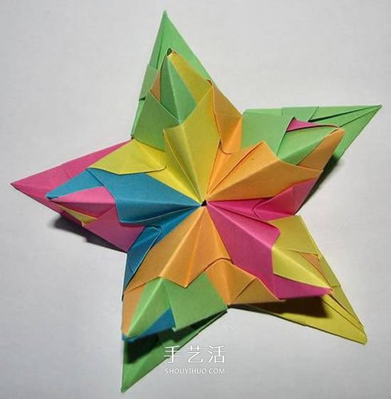 立体星星的折法图解 折纸星星花球的步骤图(图18)