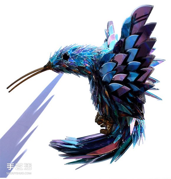 CD光盘变废为宝 塑造出各式各样的动物雕塑(图5)