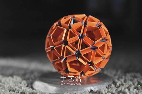 手工折纸Snapology球 用纸条折球体步骤图解(图3)