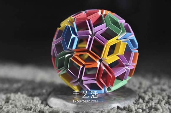 手工折纸Snapology球 用纸条折球体步骤图解(图4)