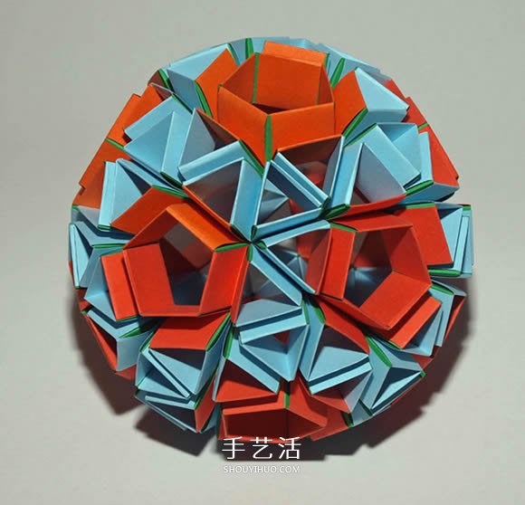 手工折纸Snapology球 用纸条折球体步骤图解(图5)