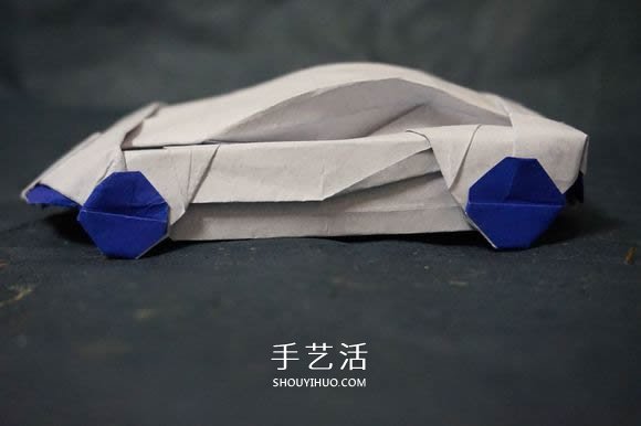 复杂立体跑车的折法 详细折纸跑车图解步骤(图67)