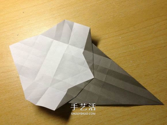 挖土机的折纸方法图解 手工挖掘机的折法过程(图20)