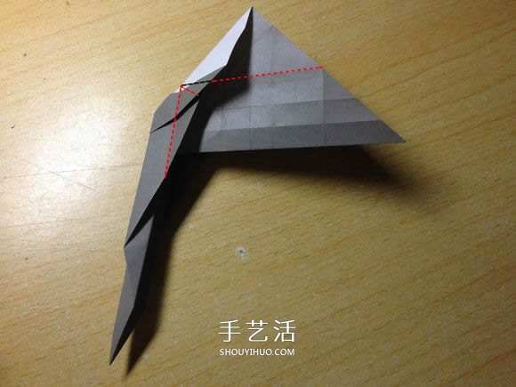 挖土机的折纸方法图解 手工挖掘机的折法过程(图26)