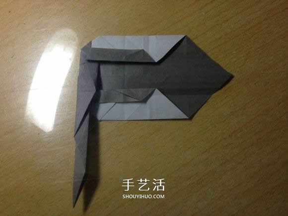 挖土机的折纸方法图解 手工挖掘机的折法过程(图33)