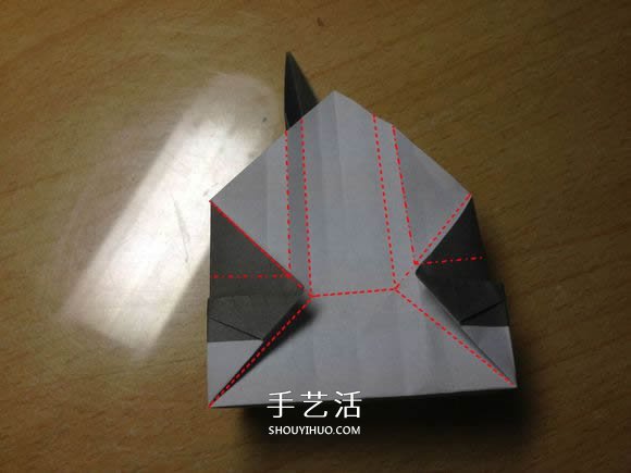 挖土机的折纸方法图解 手工挖掘机的折法过程(图41)