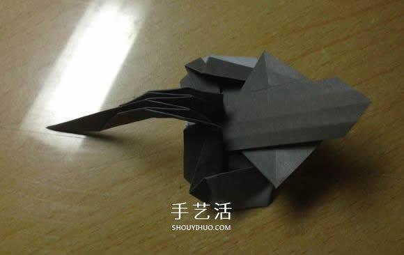 挖土机的折纸方法图解 手工挖掘机的折法过程(图48)