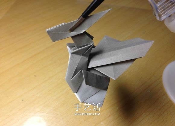 挖土机的折纸方法图解 手工挖掘机的折法过程(图50)