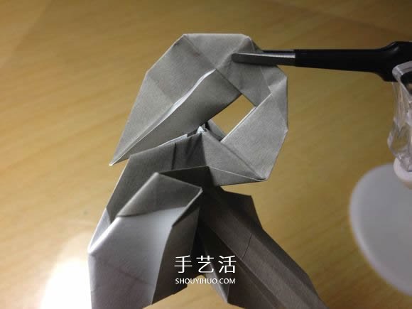 挖土机的折纸方法图解 手工挖掘机的折法过程(图53)