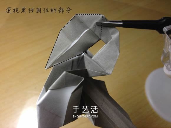 挖土机的折纸方法图解 手工挖掘机的折法过程(图54)
