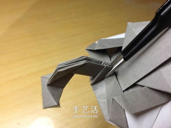挖土机的折纸方法图解 手工挖掘机的折法过程(图58)