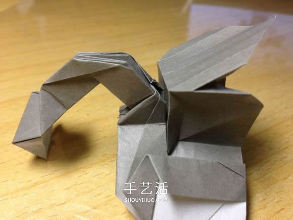 挖土机的折纸方法图解 手工挖掘机的折法过程(图62)