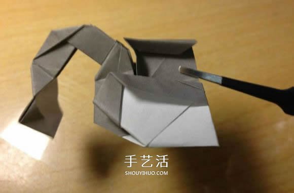 挖土机的折纸方法图解 手工挖掘机的折法过程(图63)