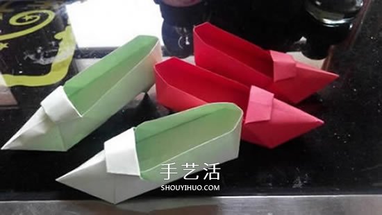 简易高跟鞋的折法图解 手工折纸高跟鞋的方法(图2)