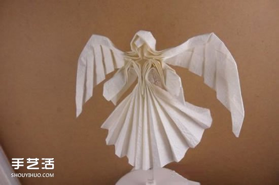 美丽天使的折纸方法 手工折叠立体天使图解 - 诺云双维造物网