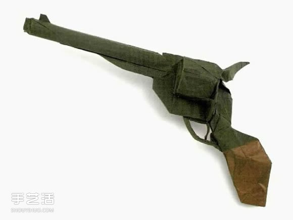 森末圭左轮手枪的折法 手工折纸手枪的图解教程(图1)