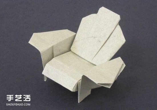 折纸沙发椅的折法图解 手工沙发椅折叠步骤图 - 诺云双维造物网