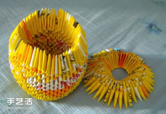 三角插笔筒步骤图解 三角插菠萝笔筒的具体插法(图14)