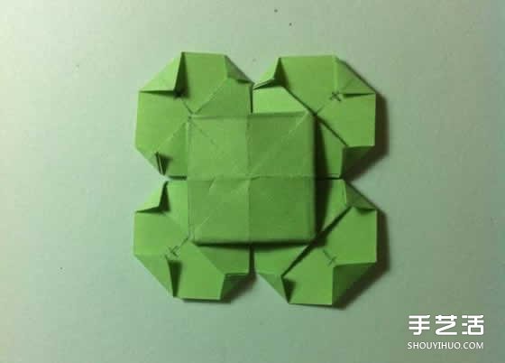 一张纸折四叶草图解 创意四叶草的折法步骤(图21)