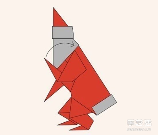 圣诞老人折纸步骤图 手工折纸圣诞老人教程(图34)