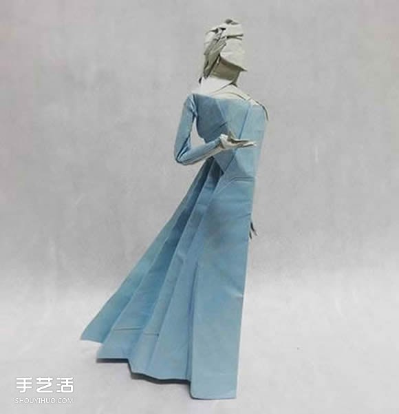 冰雪女王艾莎折纸图解 立体女性人物折纸教程(图2)