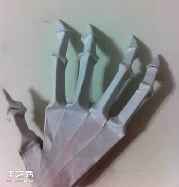 骷髅手骨的折纸方法图解 万圣节恐怖骷髅手折法(图17)