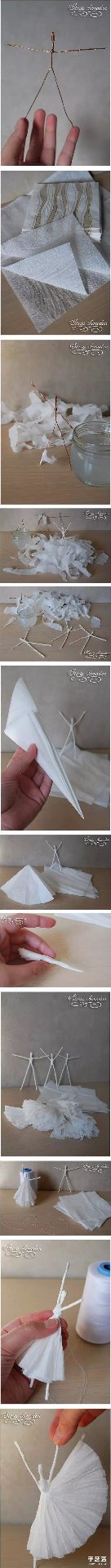 如何用餐巾纸折纸小人 纸巾折芭蕾舞演员的方法(图3)