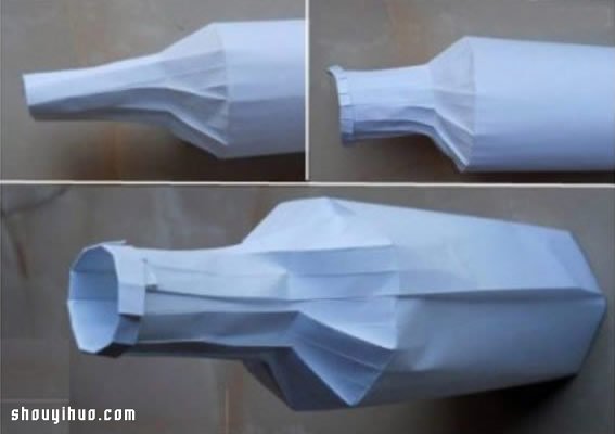 折纸立体酒瓶花瓶的折法图解教程(图8)