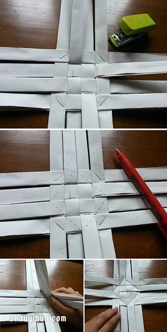 纸条编收纳筒/笔筒的方法详细步骤图(图4)