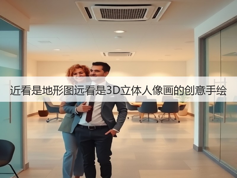 近看是地形图远看是3D立体人像画的创意手绘 - 诺云双维造物网