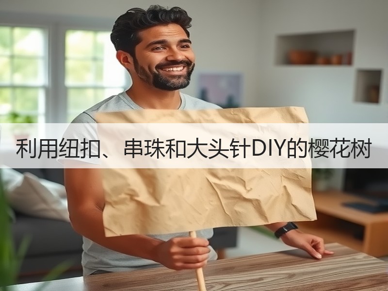 利用纽扣、串珠和大头针DIY的樱花树 - 诺云双维造物网